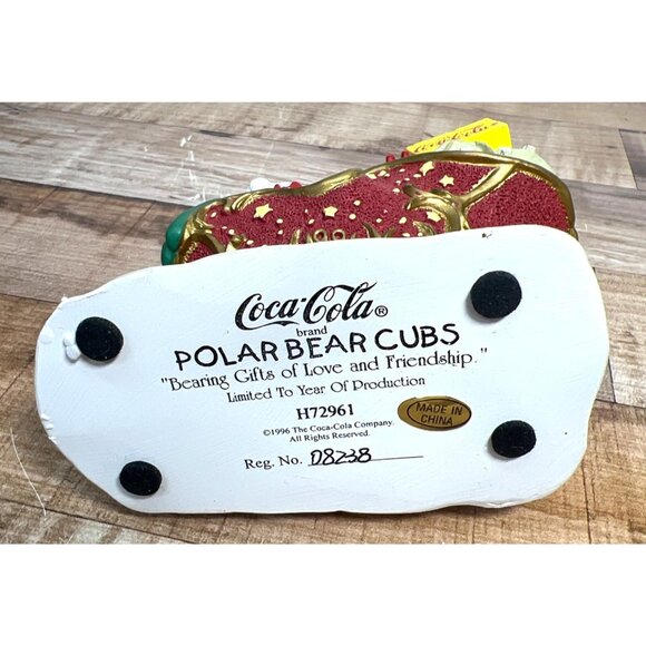 Coca-Cola Polar Bear Cubs Figurine Sleigh Scene Limited Edition 1994 Christmas D - Picture 4 of 5